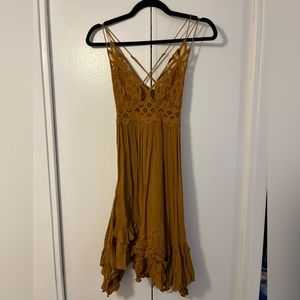 Free People Mustard Lace Dress